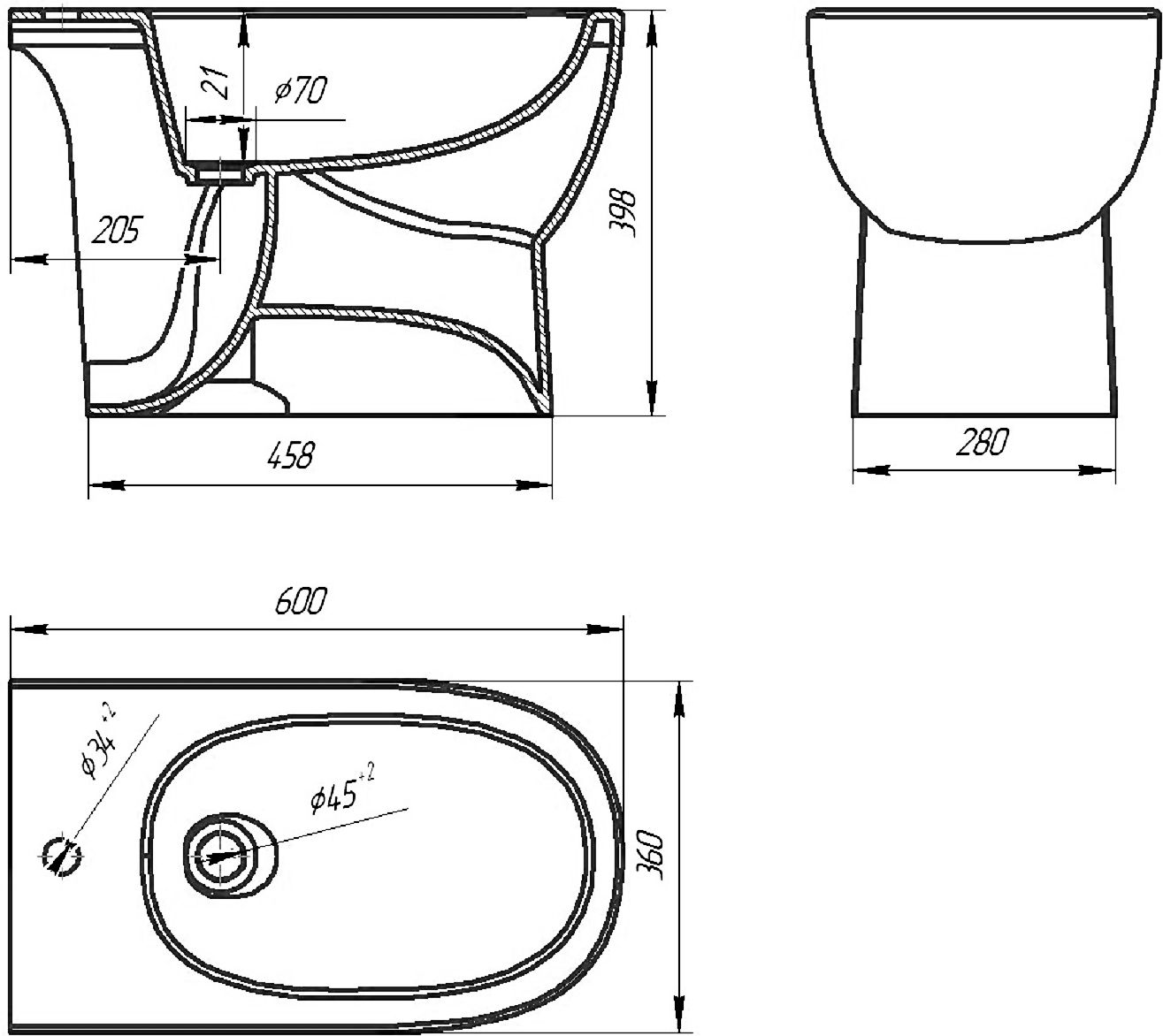 Биде напольное Sanita luxe Art ARTSLBI01 - 2