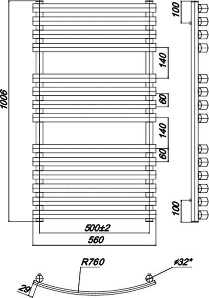 Полотенцесушитель Водяной Elegance 500 x 1000_W X04000083676 - 3