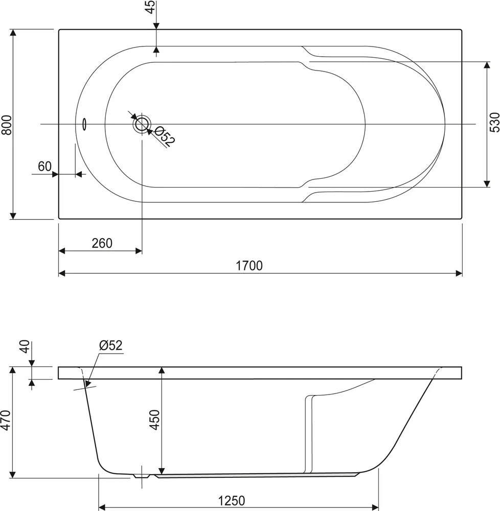Акриловая ванна Cezares Arno 170x80  ARNO-170-80-45-W37 - 2