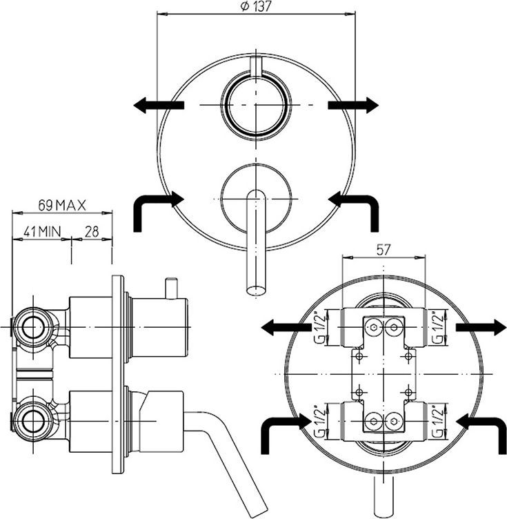 Смеситель для душа Paini Pixel 81CR6911NEW С ВНУТРЕННЕЙ ЧАСТЬЮ - 1