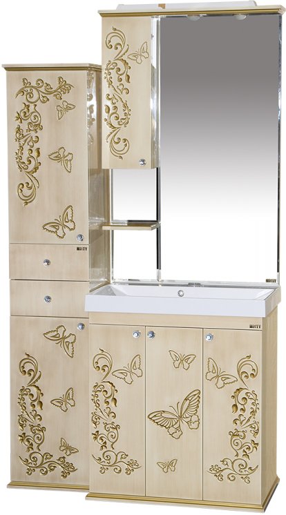 Зеркало Misty Бабочка 75 L бежевый, патина Л-Баб04075-033СвЛ - 1