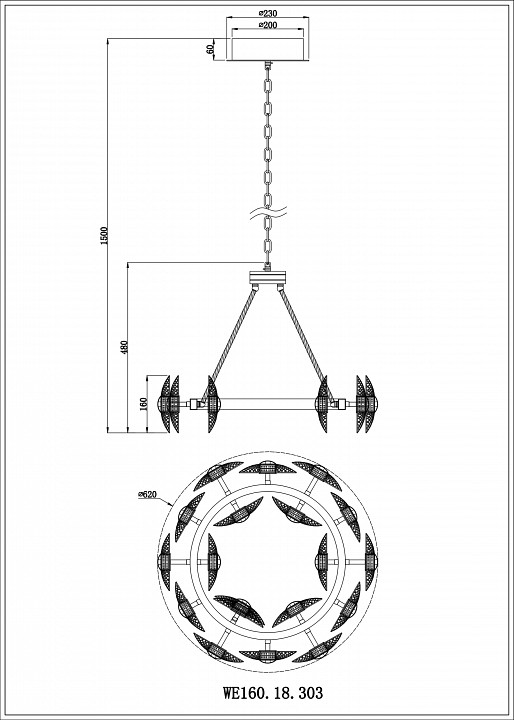 Подвесной светильник Wertmark Pamela WE160.18.303 - 1