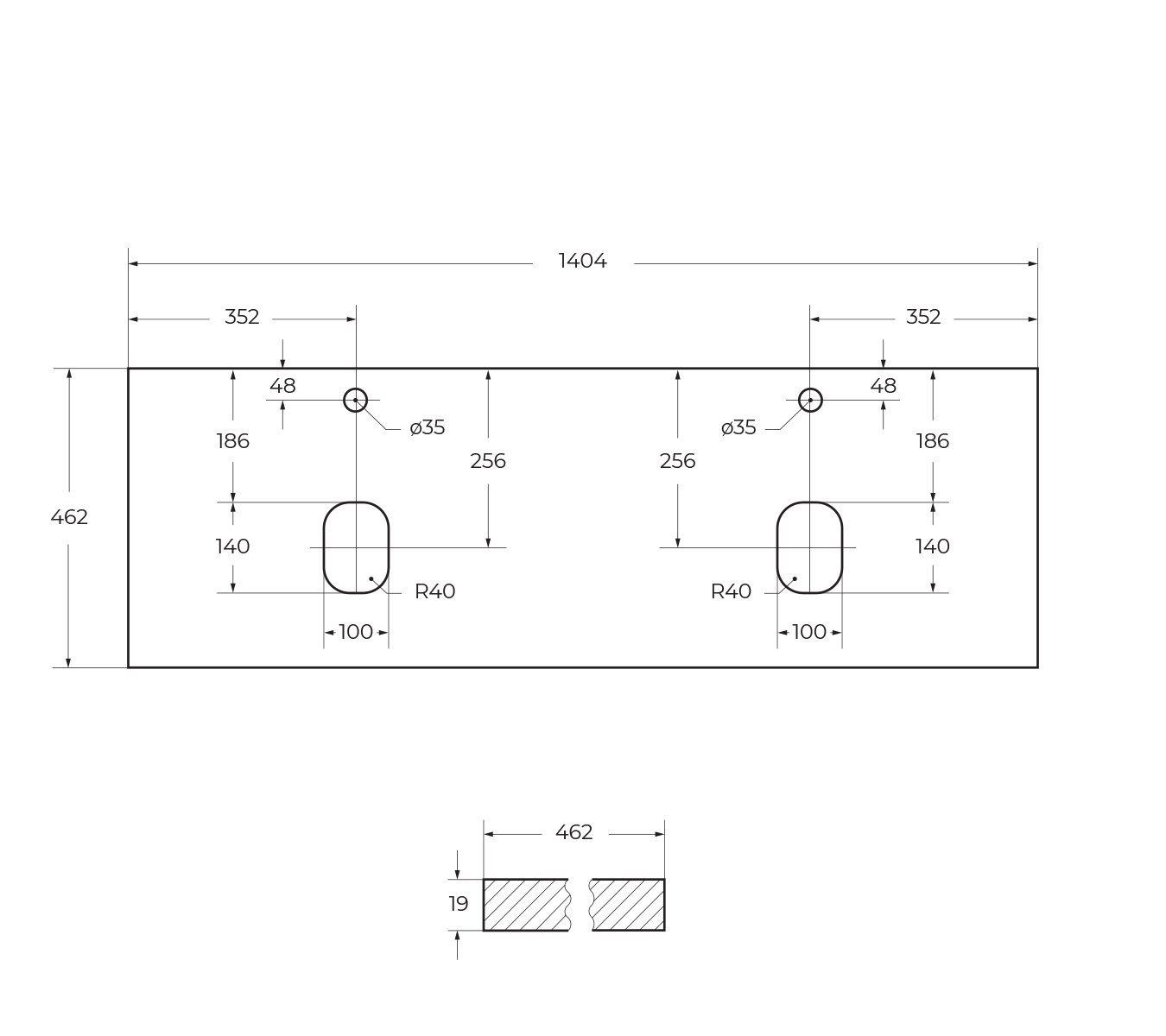 Столешница под раковину с двумя отверстиями BelBagno 140 белый матовый EK-140-2-BO - 5