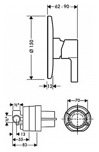 Смеситель для душа Hansgrohe  хром  31966000 - 1