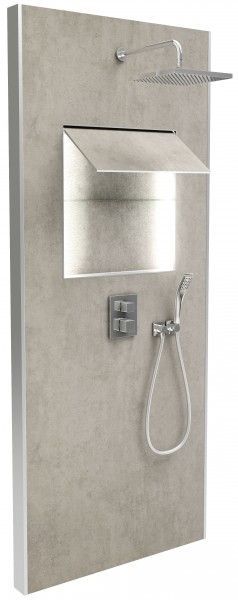 E803001-D35 душевая панель ECRIN встраиваемая в угол, с подсветкой, квадратный (облачно серый) - 1