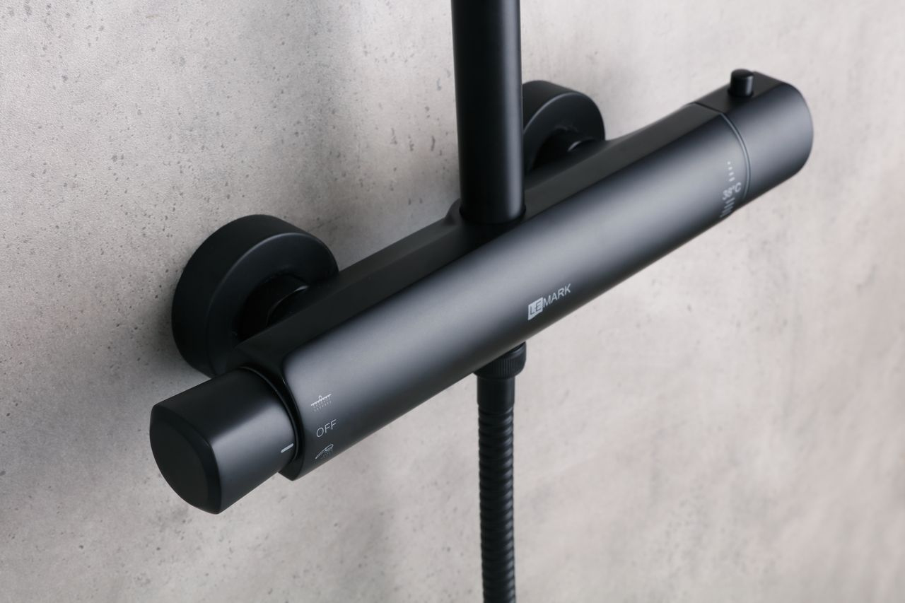 Душевая стойка Lemark Bronx c термостатом, черная LM3770BL - 5