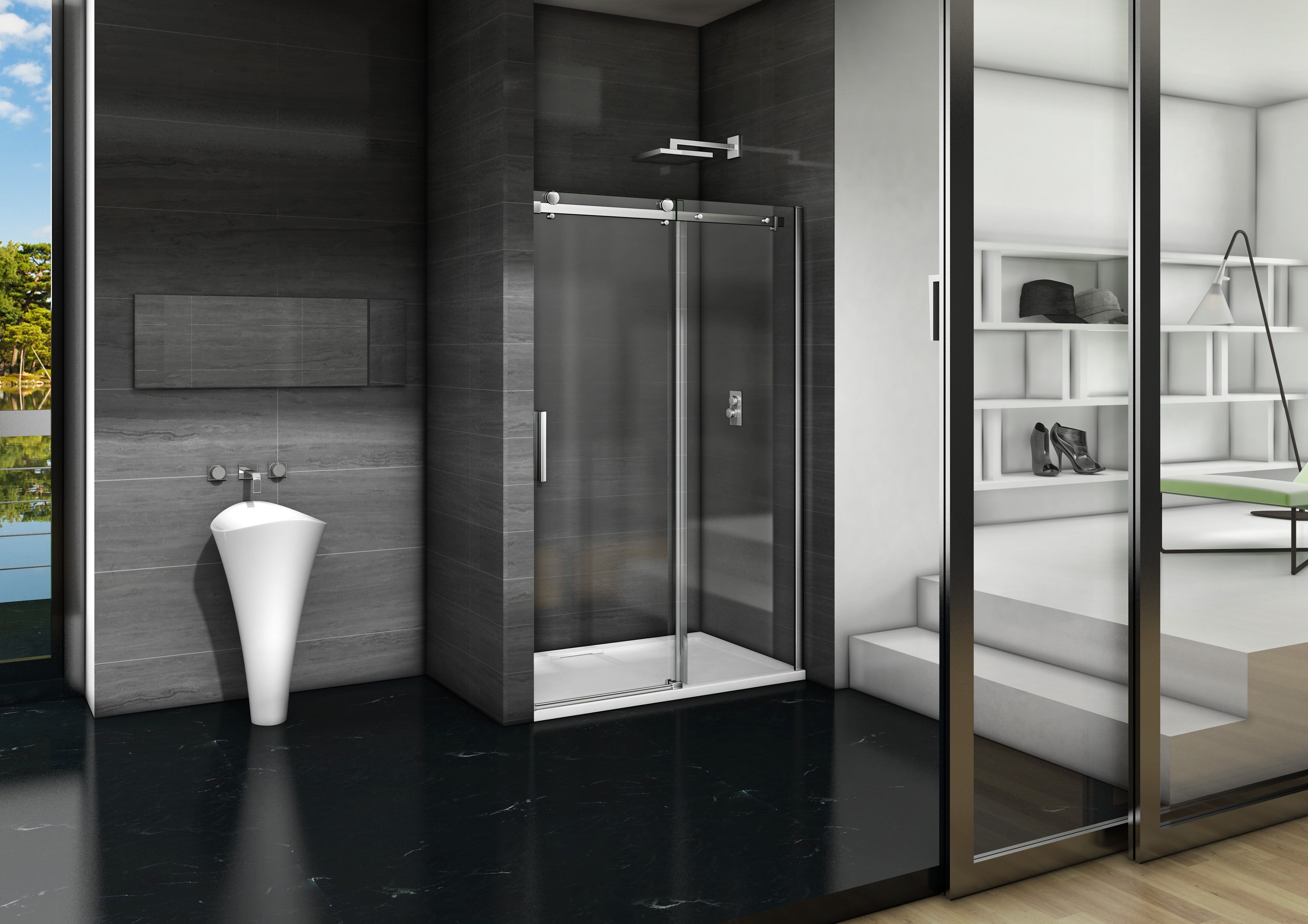 Душевая дверь в нишу Good Door Galaxy WTW-120-C-CH профиль хром ГЛ00004 - 1