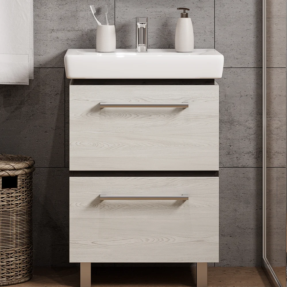 Тумба с раковиной Aquaton Ронда 60 светлое дерево - 3