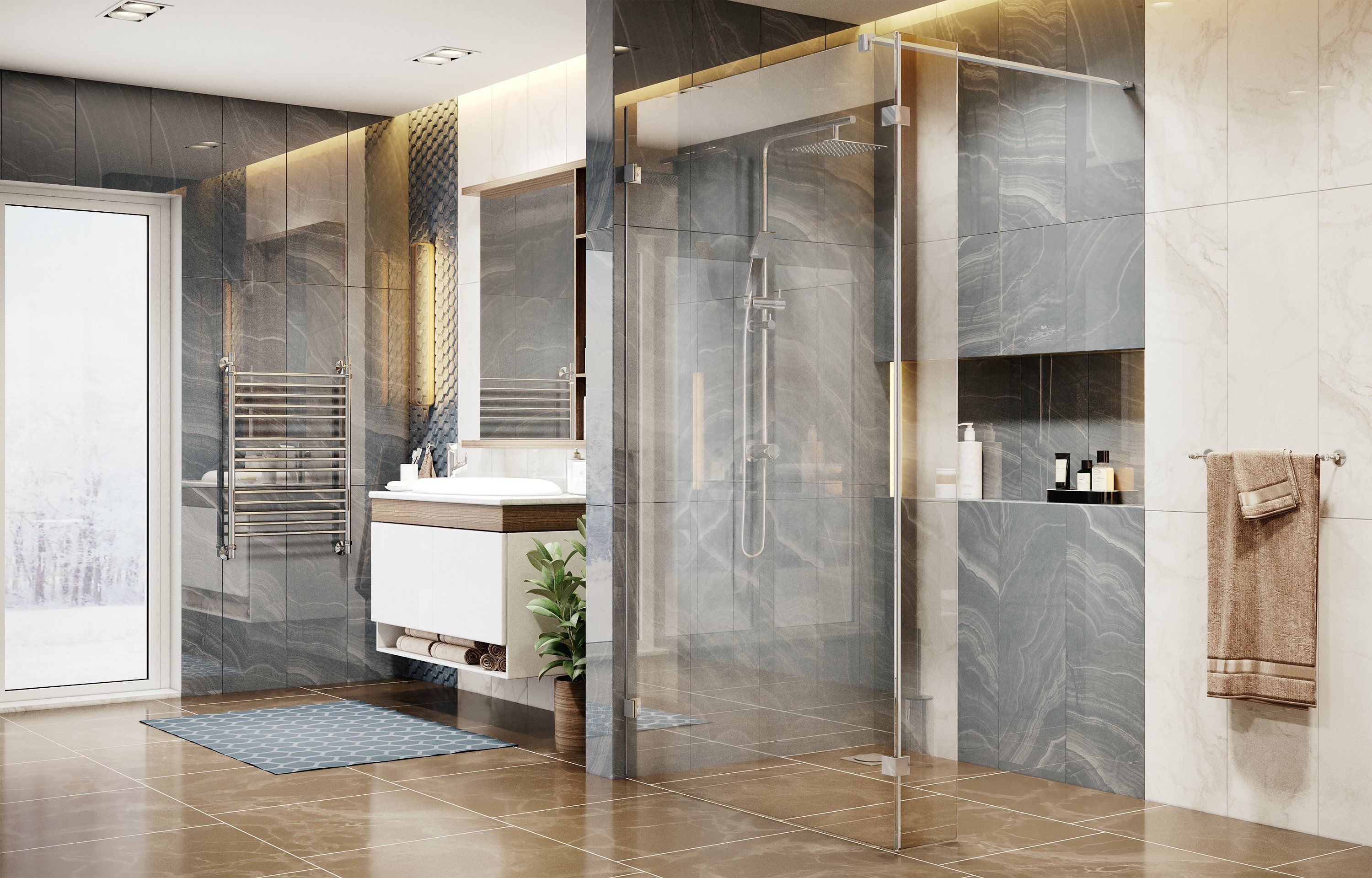 Душевая перегородка Ambassador Walk-in 15031107 110х200 см, профиль хром - 1