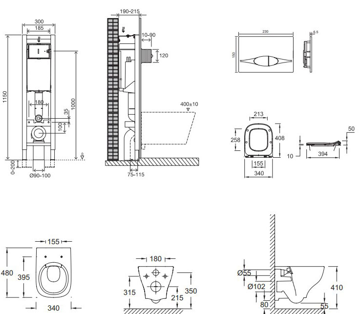 Комплект Jacob Delafon Struktura E21754RU-00 кнопка хром - 9