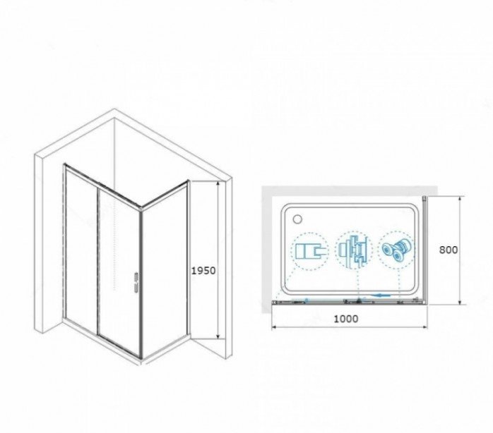 Душевой уголок RGW Leipzig LE-41-1 100х80 профиль хром стекло прозрачное 341241108-011 - 2