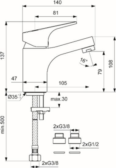 Смеситель для раковины Vidima Next хром  BA366AA - 1