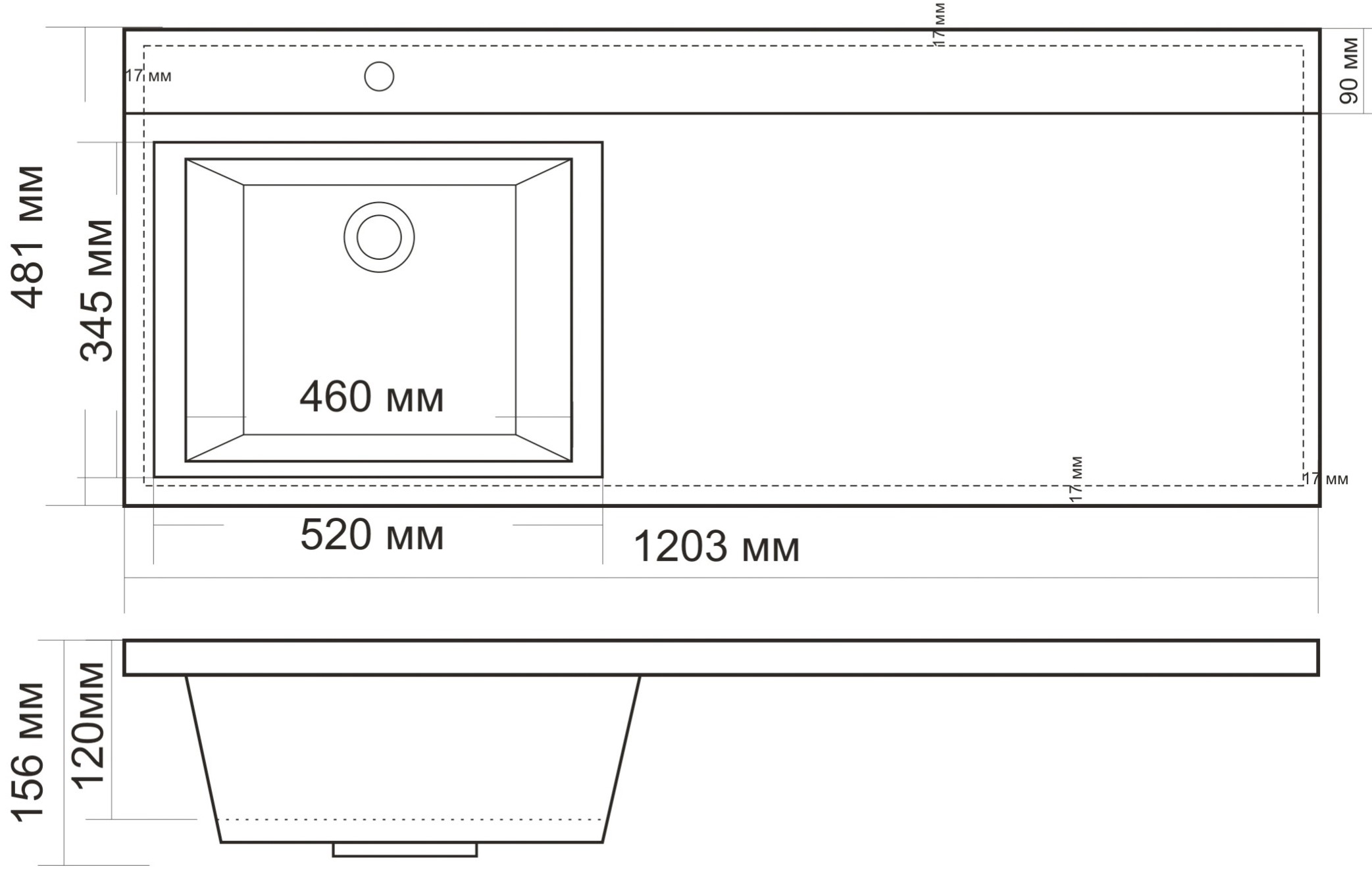 Мебельная раковина BelBagno BB1200/480-LV-MR-L - 1