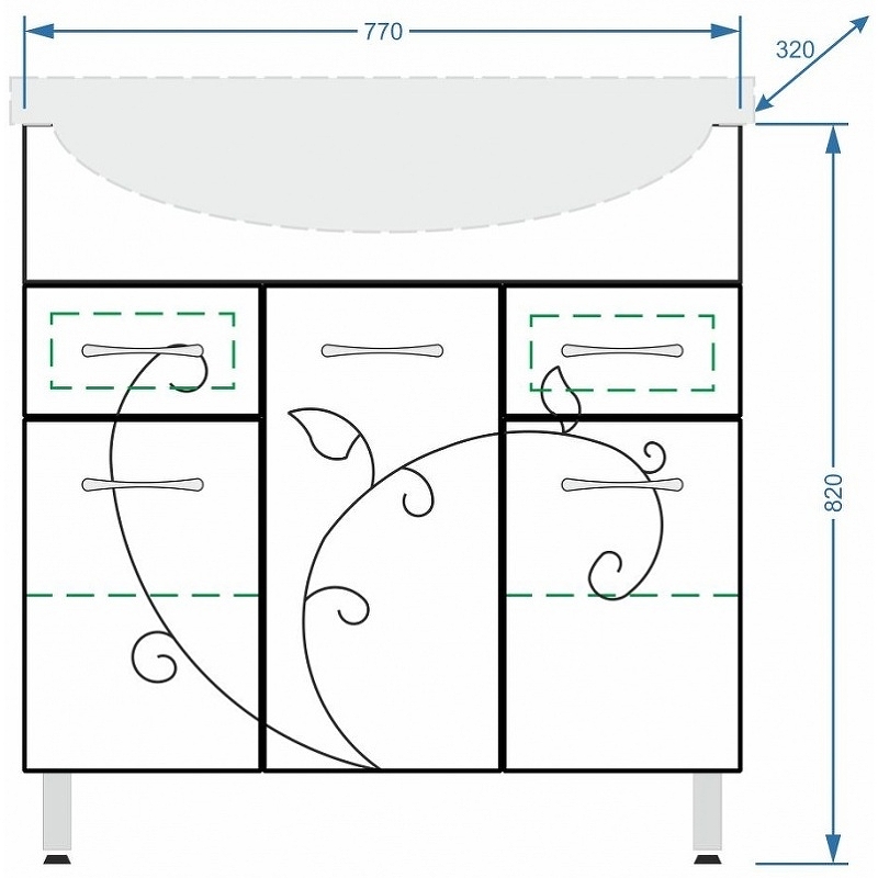 Тумба под раковину Stella Polar Фантазия Эльбрус 80 белый SP-00000229 - 3