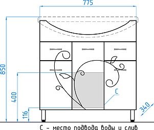 Тумба под раковину Style Line Эко Фьюжн 77.5 см  ЛС-00000076 - 1