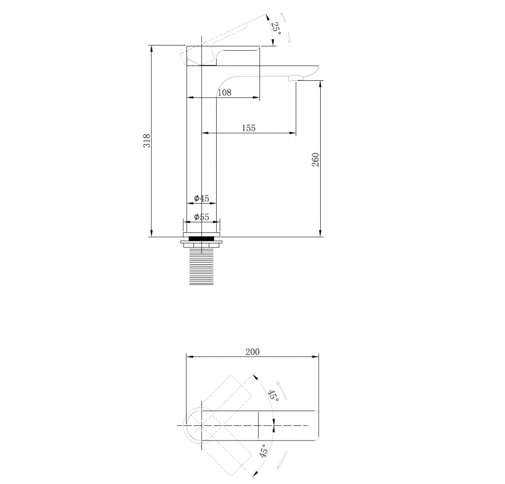Смеситель для раковин Abber Weiss Insel  AF8011B - 2