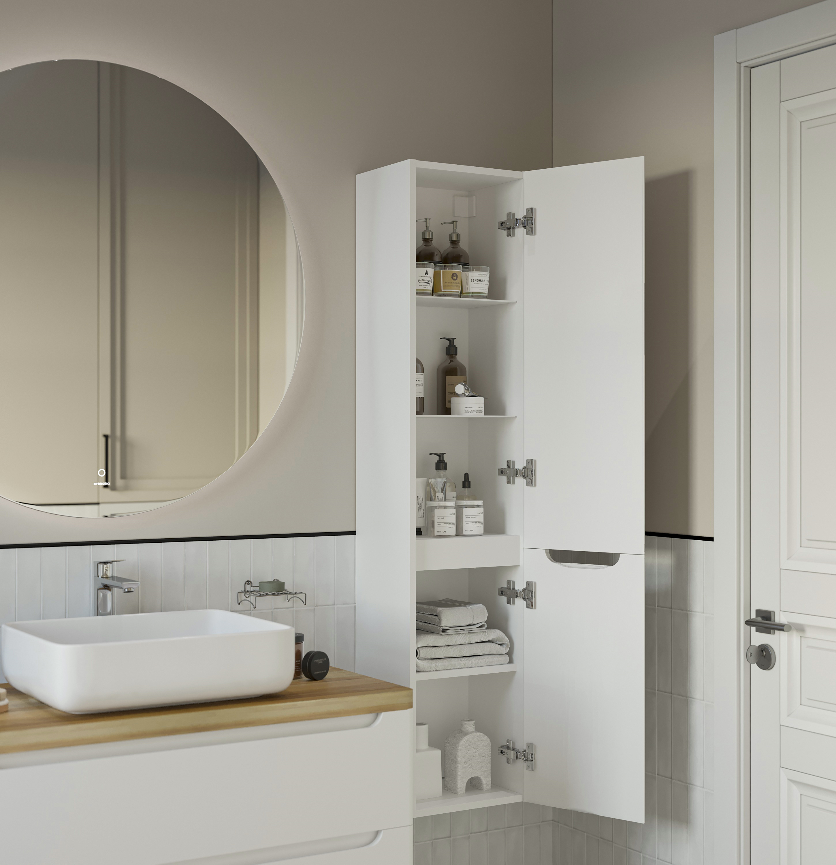 Шкаф-пенал STWORKI Берген 150 белый Бер.04.150/P/W - 6