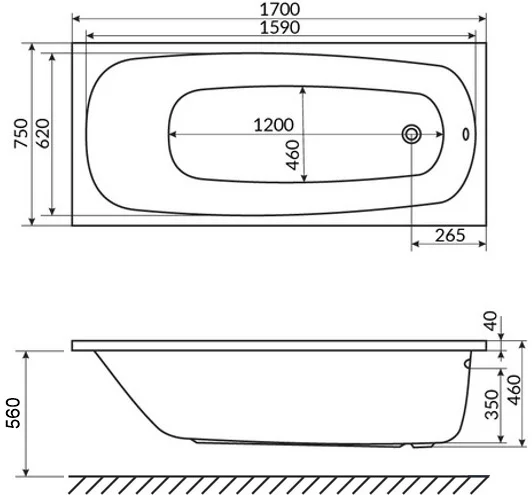 Ванна акриловая WHITECROSS Layla 170x75 белый 0102.170075.100 - 3