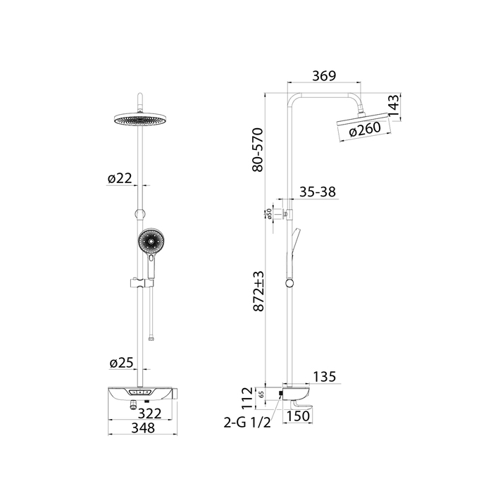 Смеситель с верхним душем SPABLBTi06 - 6