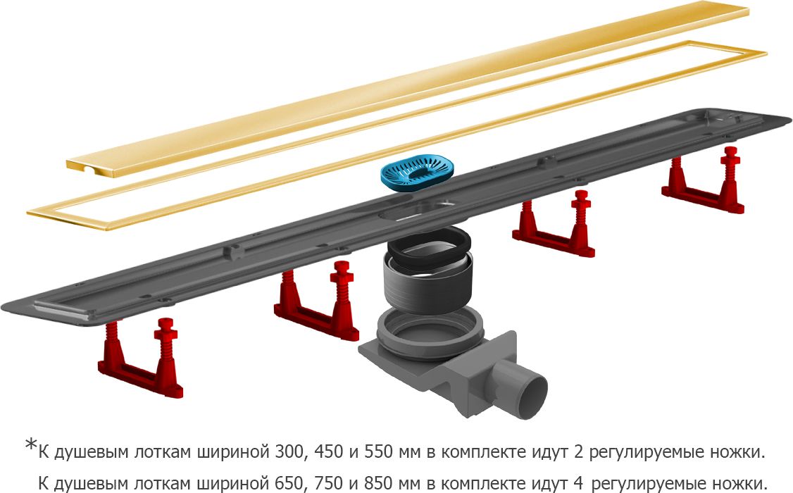 Душевой лоток Pestan Confluo Premium Gold Line 850 с решеткой 13100055 - 3