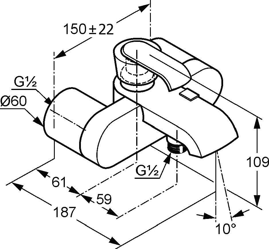 Смеситель для ванны Kludi  хром  554430575 - 1