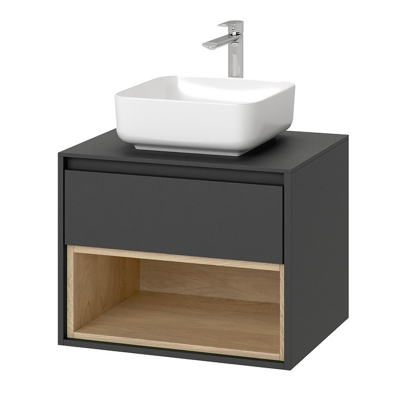 Тумба под накладную раковину Excellent Tuto 60 серый - светлое дерево  MLEX.0102.600.GRBL - 1