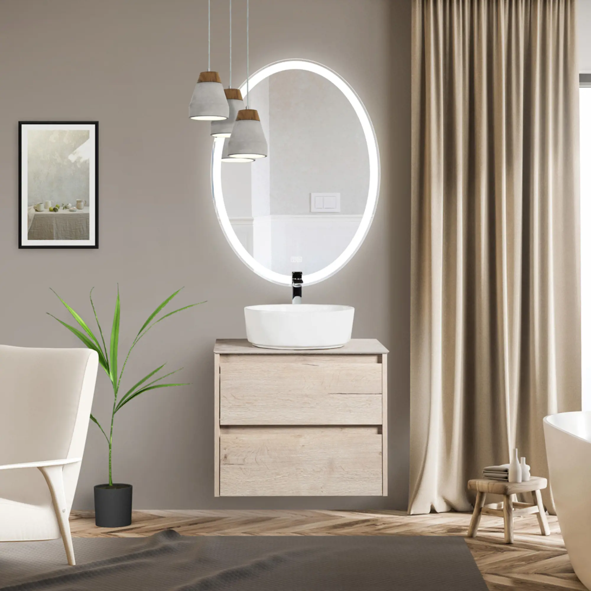 Зеркало BelBagno 60х80 с подсветкой, подогревом  SPC-VST-600-800-LED-TCH-WARM - 3