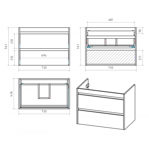 Тумба под раковину Brevita Balaton 75 белый  BAL-06075-01-01П2Я - 5