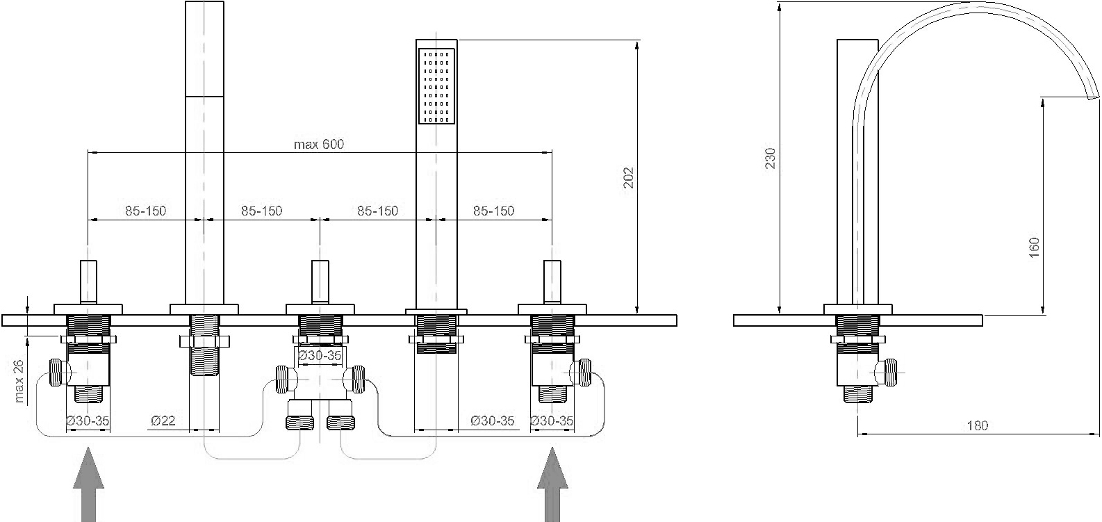 Смеситель Royal Bath LT501 на борт ванны RB501 - 2