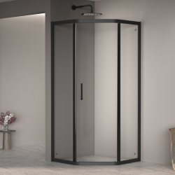 Душевой уголок RGW Passage 100х100 черный стекло прозрачное 38088600-14 - 0