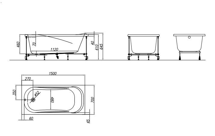 Ванна акриловая Kolpa San String 150x70 белый 534380 - 3