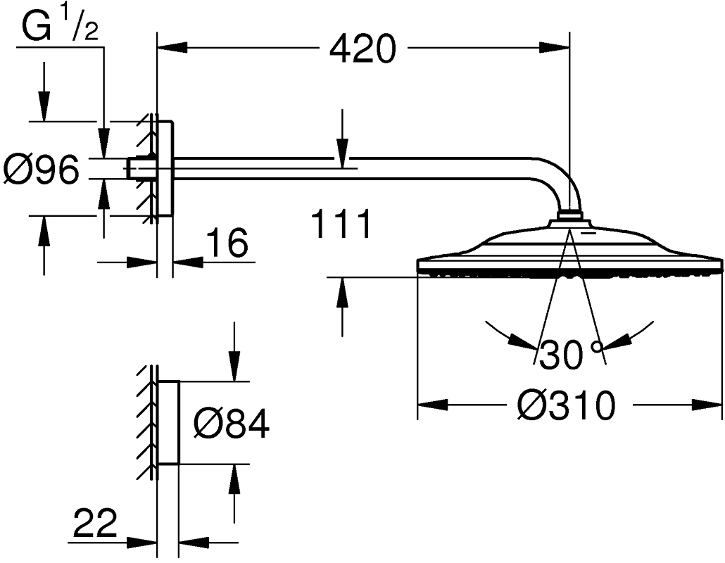 Верхний душ Grohe Rainshower 310 SmartConnect 26640000 с пультом дистанционного управления - 4