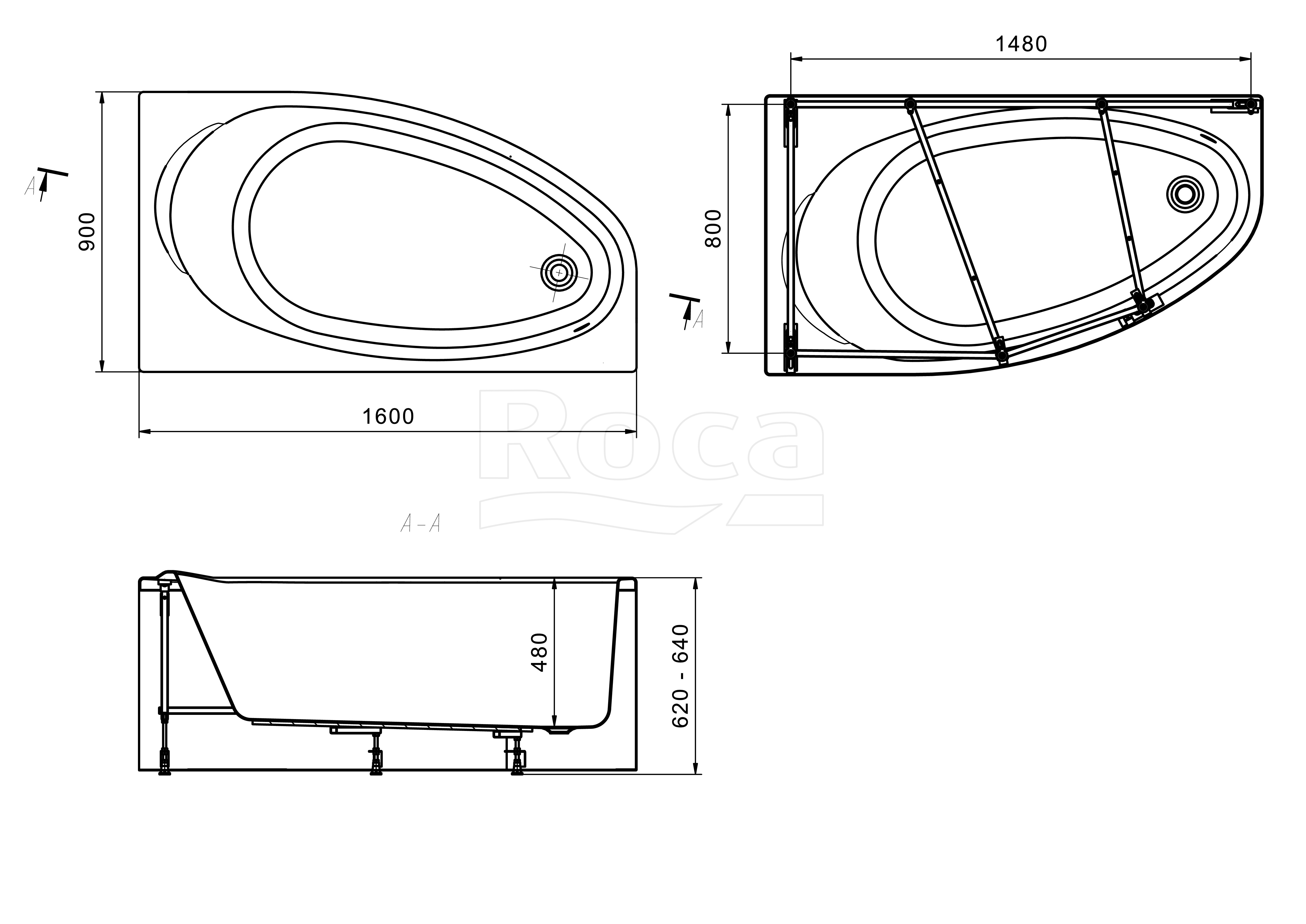 25F039000 монтажный комплект CORFU (каркас, комплект креплений к стене, слив-перелив полуавт.) - 1