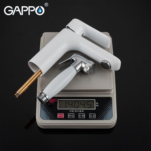 Смеситель для раковины с гигиеническим душем Gappo хром белый G1048-1 - 5