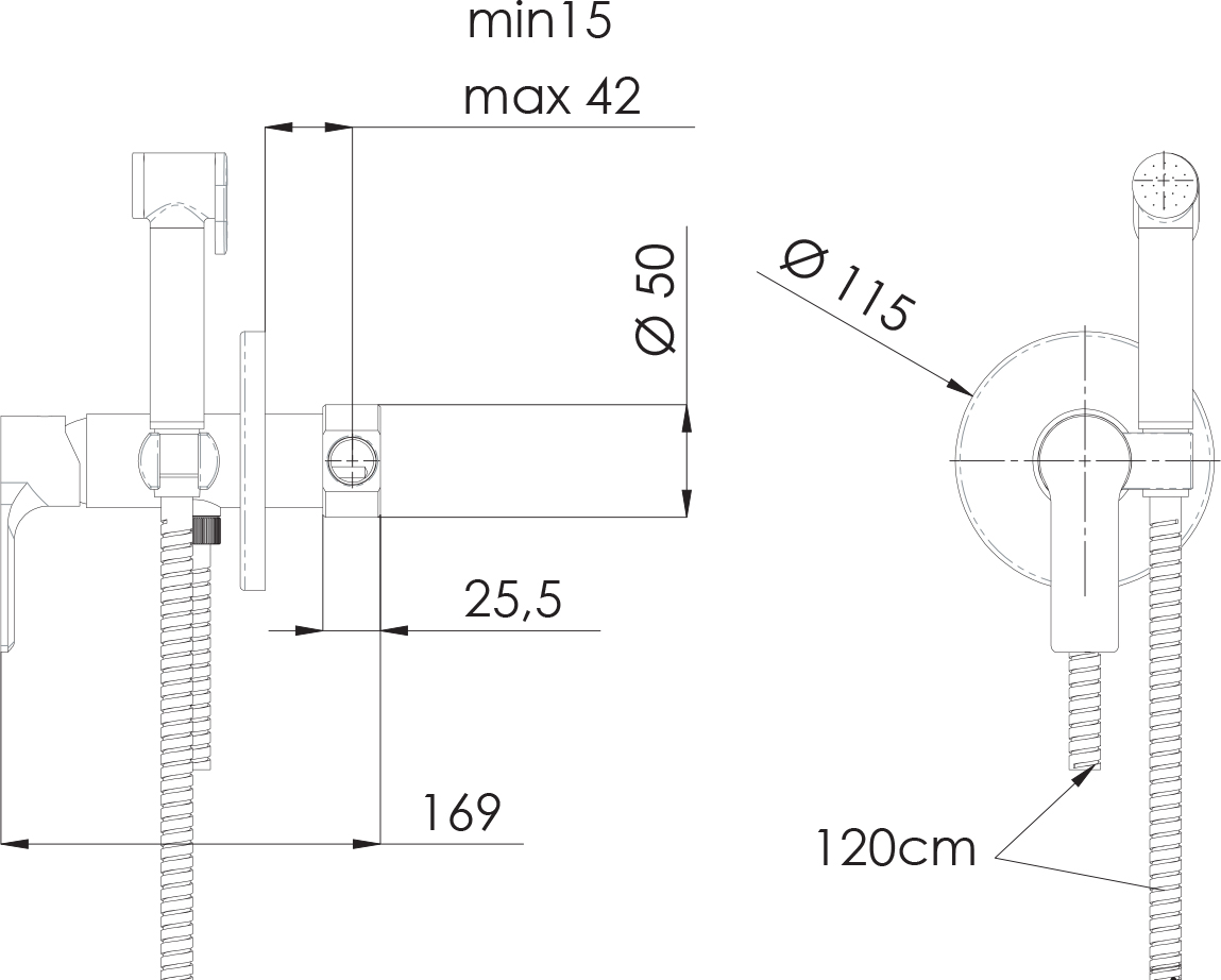 Гигиенический душ Remer Energy EY65W со смесителем, С ВНУТРЕННЕЙ ЧАСТЬЮ - 1