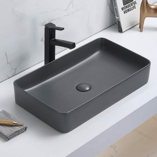 Раковина накладная CeramaLux NC 60.5 см серый матовый  78189MDH-2 - 1