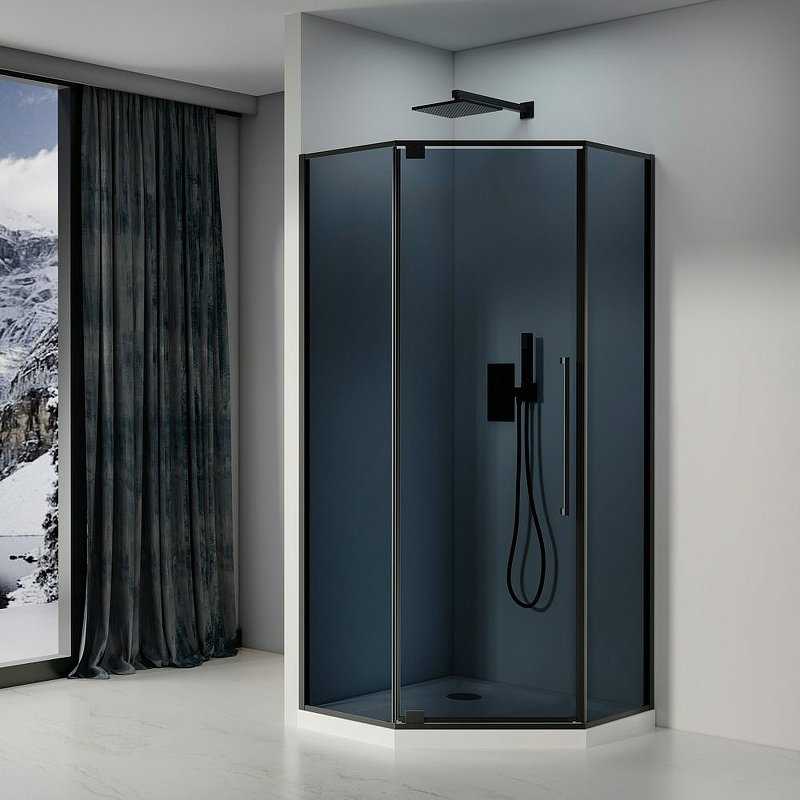 Душевой уголок Black&White Stellar Wind 90х90 черный стекло тонированное 815900G - 1