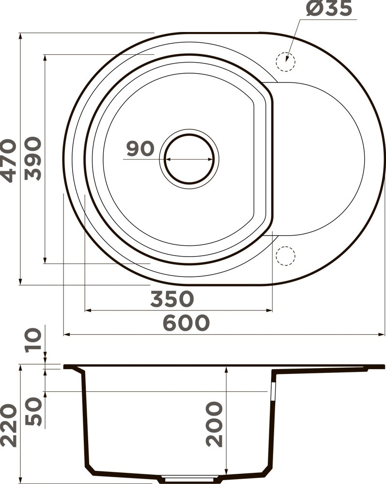 Мойка кухонная Omoikiri Sakaime 60E-GR leningrad grey 4993544 - 1