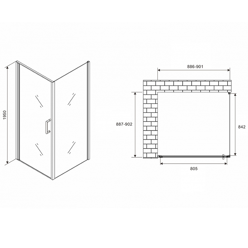 Душевой уголок Abber Sonnenstrand 90х90 хром стекло матовое AG04090M-S90M - 1