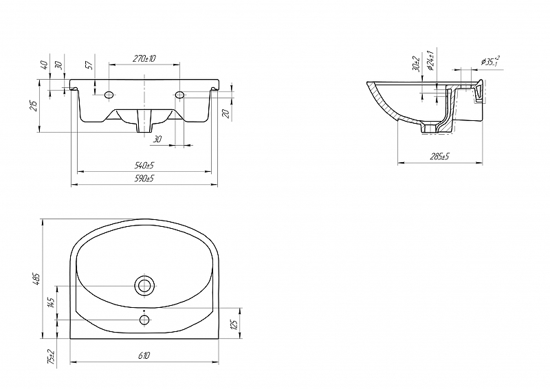 Раковина мебельная Style Line Эрика 61 белый ЛС-00000140 - 4