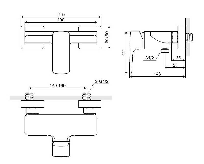 Смеситель для душа Excellent Keria хром AREX.2008CR - 1