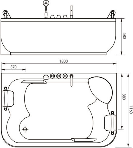 Акриловая ванна Gemy G9085 K L - 3