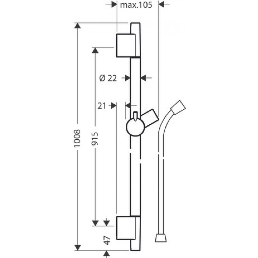 Душевая штанга Hansgrohe Unica 90 шлифованный черный хром  28631340 - 1