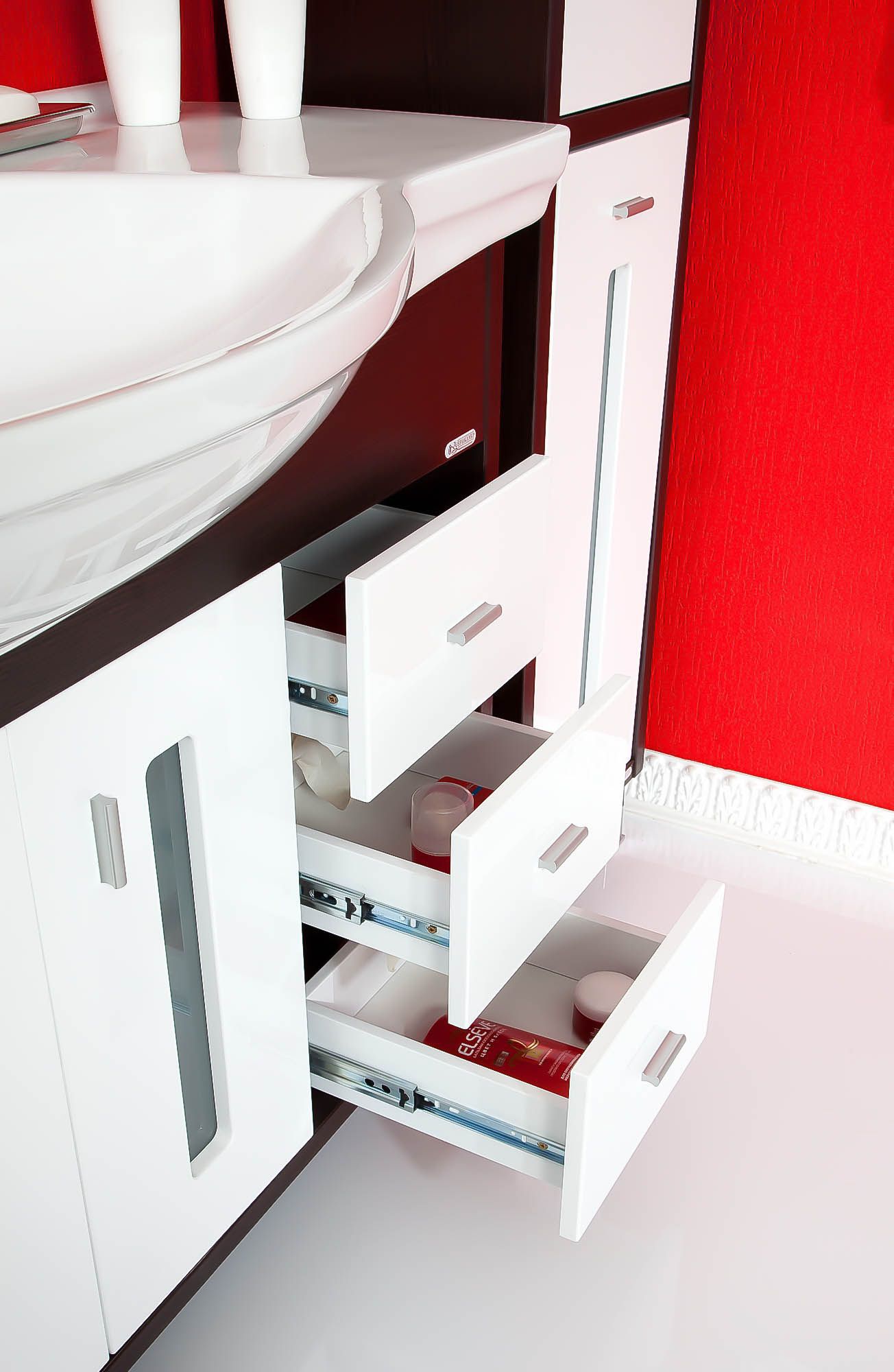 Тумба с раковиной Бриклаер Бали 120 венге, белый глянец - 2