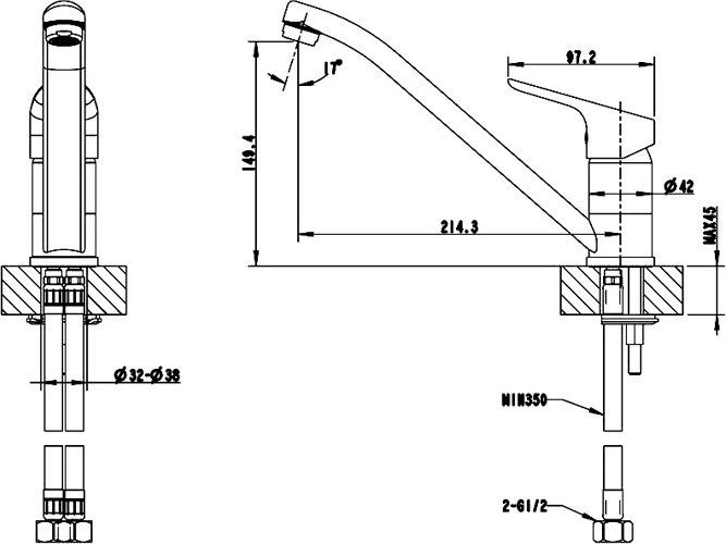 Смеситель Bravat Drop F74898C-2 для кухонной мойки - 2