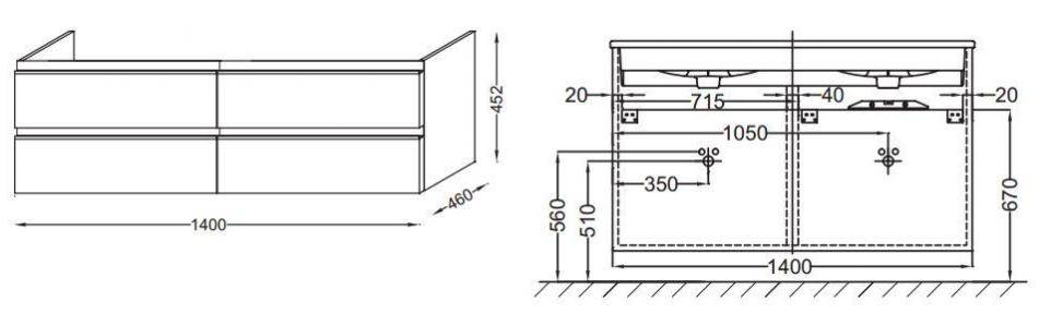 Тумба под раковину Jacob Delafon  140 см  EB2020-RA-N18 - 1