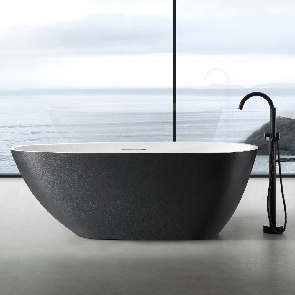 Ванна из искусственного камня ABBER Dortmund AM9911BW черно-белая матовая - 0