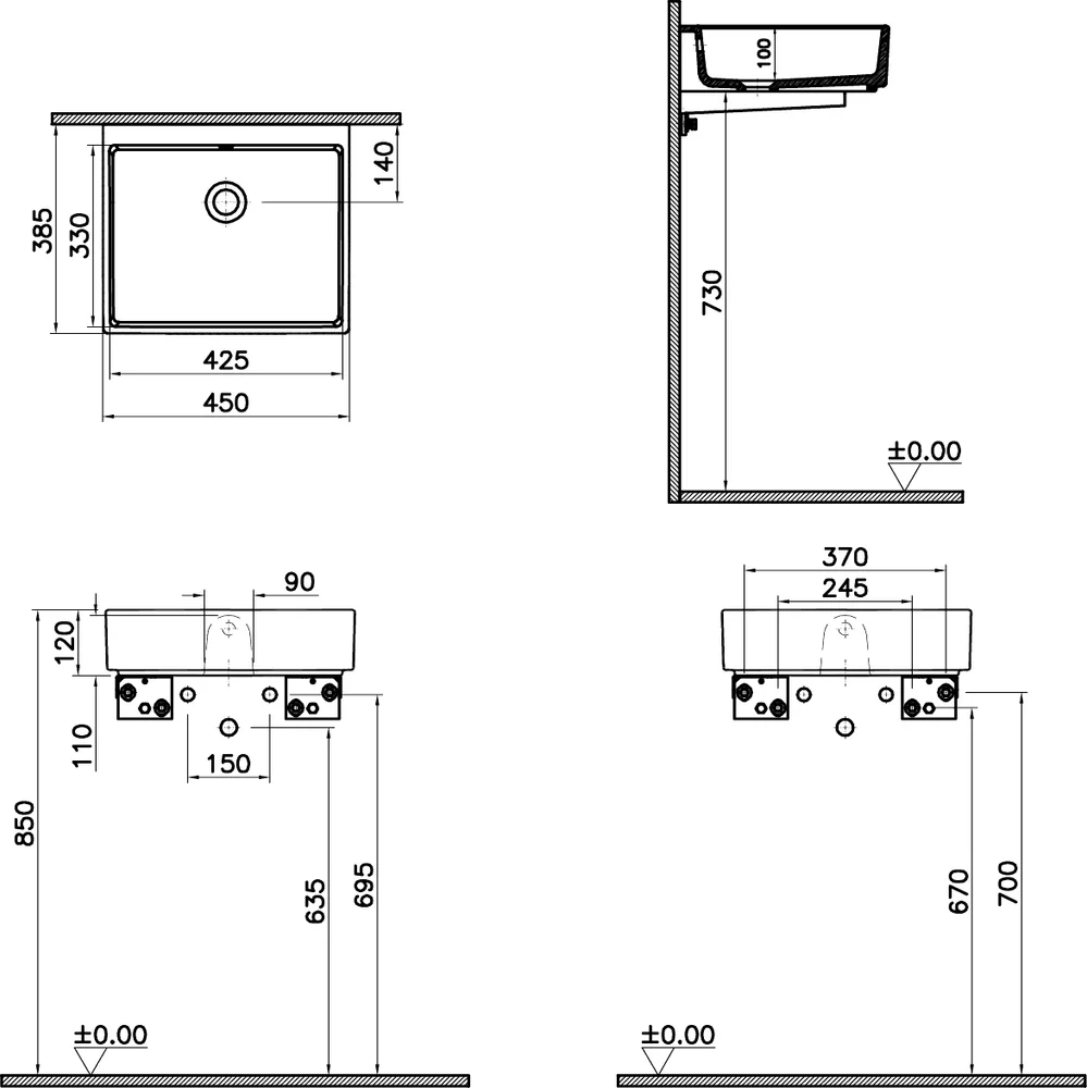 Раковина накладная VitrA Archiplan 45 белый 7403B003-0012 - 1