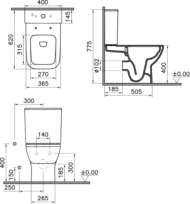 Унитаз-компакт VitrA Integra Square 9833B003-7204 с микролифтом - 2