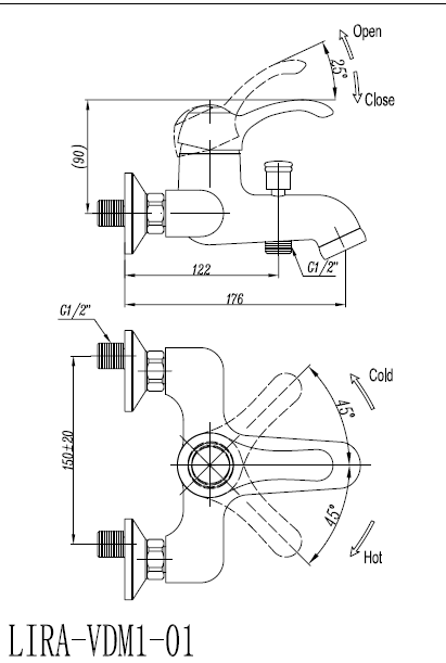 Смеситель для ванны Cezares Lira  LIRA-C-VDM1-BLC - 4